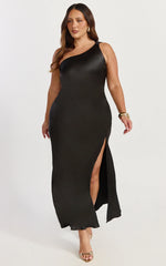 Zahra Maxi Dress - One Shoulder Tie Back Dress in Black