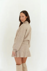 Seasonal Style Knit Mini Skirt Camel