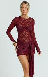 Lioness - Midnight Mini Dress - In Garnet