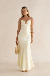 Golden Skies Satin Maxi Dress Yellow