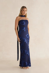 Midnight Blossom Maxi Dress Navy