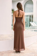 On My Mind Halter Maxi Dress Brown