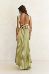 Song Of The Sky Plisse Maxi Dress Green