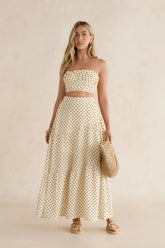 Shimmering Sands Polka Dot Maxi Skirt Yellow