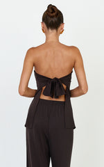 Robyn Top - Strapless Longline Tie Back Top in Chocolate