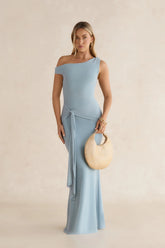 Hear The Stars Off Shoulder Maxi Dress Blue