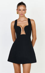 Jane Mini Dress - Cut out Neckline Dress in Black