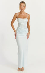 Jasmin Maxi Dress - Sequin Overlay Dress in Blue