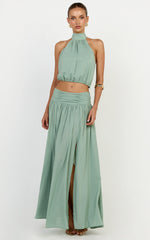 Melanie Top - Halter Neck Top in Green