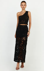 Charlene Top - Crochet One Shoulder Top in Black