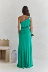 Garden Of Blooms One Shoulder Maxi Dress Green