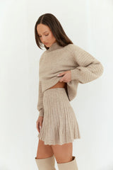 Seasonal Style Knit Mini Skirt Camel
