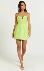 Amalie The Label - Kora Plunge A Line Mini Dress - In Citrus