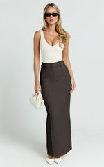 Stella Maxi Skirt - High Waisted Pencil Skirt in Chocolate