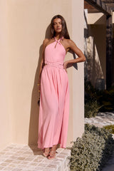 Here With You Halter Maxi Dress Pink