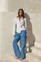 Summer In The City Long Sleeve Top White
