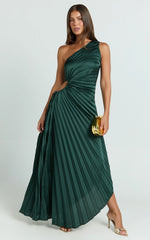 Kitsune Maxi Dress - One Shoulder Cut Out Dress in Emerald Green