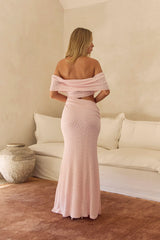 Gracious Glow Off Shoulder Maxi Dress Pink