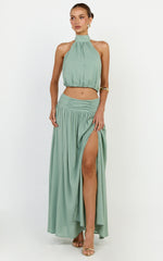 Melanie Top - Halter Neck Top in Green