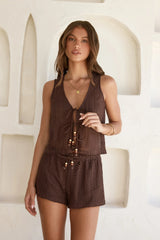For The Sun Woven Top Brown