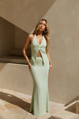 Palm Tree Paradise Halter Top Green