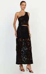 Charlene Top - Crochet One Shoulder Top in Black