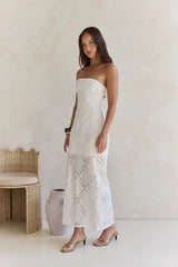 Ocean Air Oasis Strapless Maxi Dress White