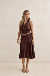 Dreamy Shores Midi Skirt Brown