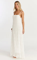 Cleo Maxi Dress - Textured Detail Dress in Cream