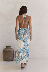 Light The Ocean Halter Maxi Dress Blue