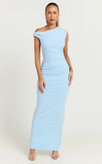 Genie Maxi Dress - Off The Shoulder Dress in Baby Blue