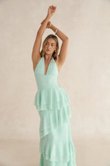 Path Of Fate Halter Maxi Dress Sage