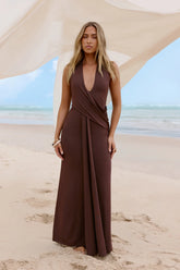 Pure Dreamer Halter Maxi Dress Brown