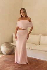 Gracious Glow Off Shoulder Maxi Dress Pink