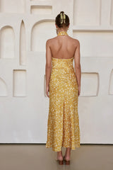 Marigold Moments Halter Maxi Dress Orange