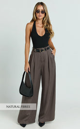 Clarke Pants - High Waist Wide Leg Pants in Slate