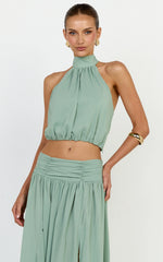 Melanie Top - Halter Neck Top in Green