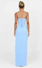 Amara Maxi Dress - Corset Bodice Lace Up Dress in Blue