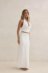 Sunset Drinks Linen Maxi Skirt White