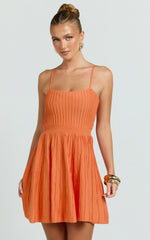 Donissa Mini Dress - Panelled Knit Mini Dress in Sherbet