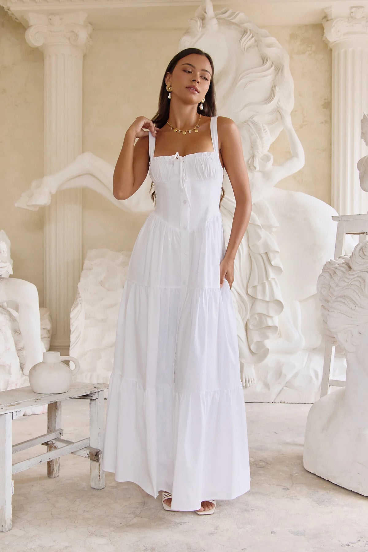 Fashion Snap Maxi Dress White