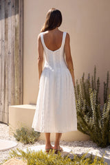 Romance Stitched Maxi Dress White