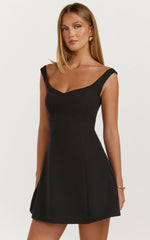 Jayce Mini Dress - Off The Shoulder A Line Dress in Black