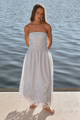 Delicate Dreams Strapless Maxi Dress Light Blue