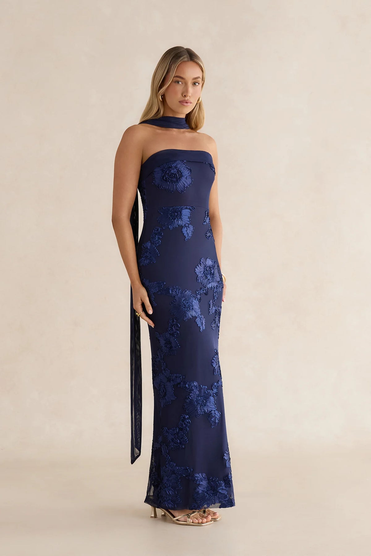 Midnight Blossom Maxi Dress Navy