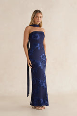 Midnight Blossom Maxi Dress Navy