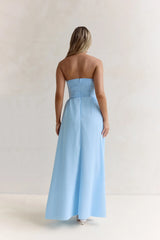 Wishful Seasons Strapless Maxi Dress Blue