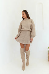 Seasonal Style Knit Mini Skirt Camel
