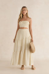 Shimmering Sands Polka Dot Maxi Skirt Yellow