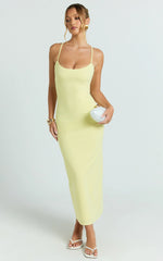 Ramirez Midi Dress - Scoop Neck Low Back Dress in Lemon